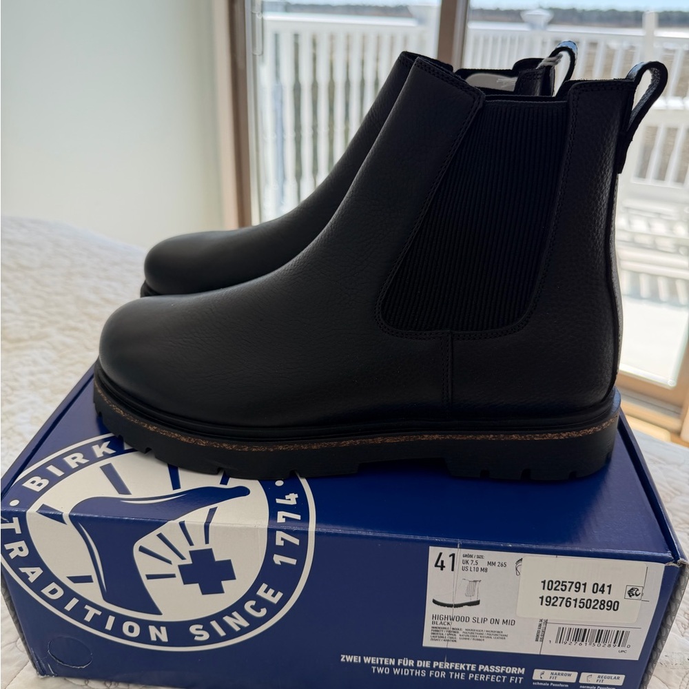 Birkenstock Black Leather Highwood Slip On Women’s Boots Size 41